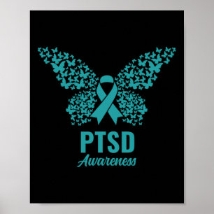Aquamarines Band mit Schmetterlingen - Ptsd-Bewuss Poster