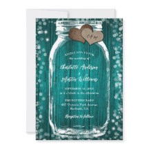 Aquamarines Barnholz Hearts Mason Jar Einladung Ho