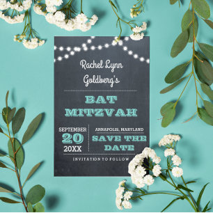 Aquamarines Bat Mitzvah Label Freundlich Save the  Ankündigungspostkarte