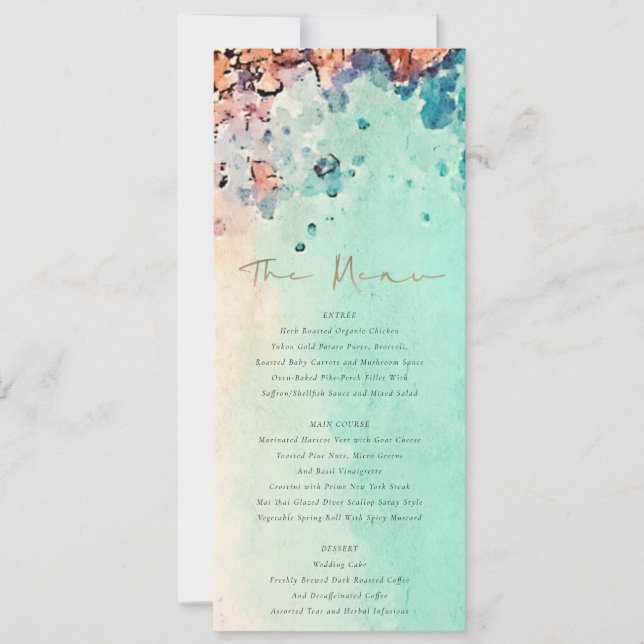 Aquamarines Beach Sand Rock Wedding Details Gästek Einladung (Vorderseite)