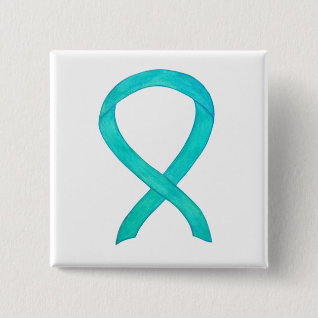 Aquamarines Bewusstsein Ribbon Custom Art Laptop P Button (Vorderseite)