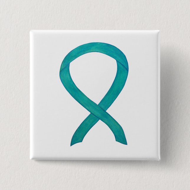 Aquamarines Bewusstsein Ribbon Custom Art Laptop P Button (Vorderseite)