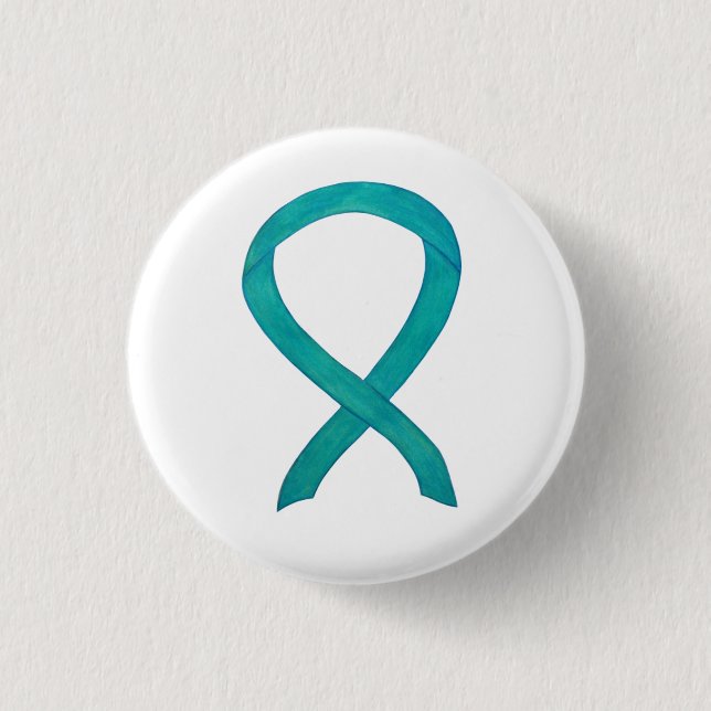 Aquamarines Bewusstsein Ribbon Custom Art Laptop P Button (Vorderseite)