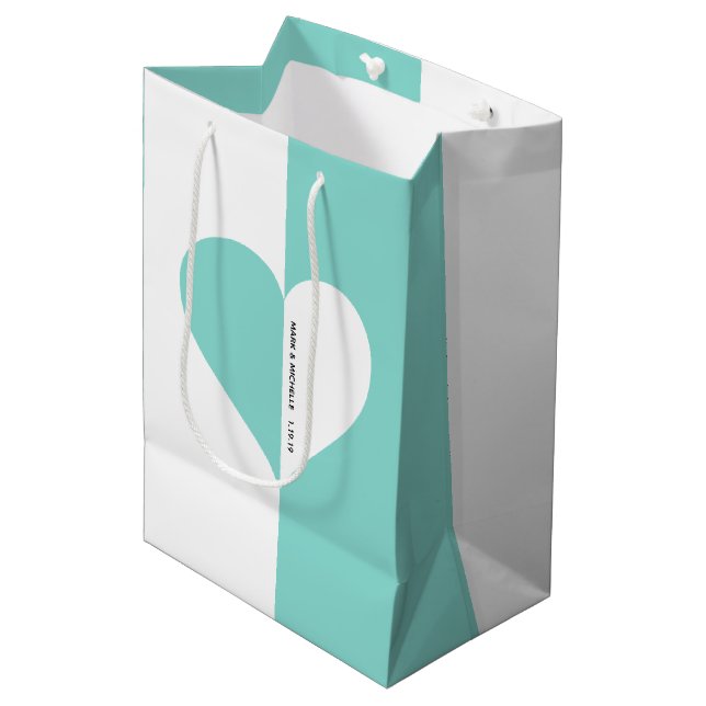 Aquamarines Blau für immer Sie u. ich Mittlere Geschenktüte (Vorderseite Schrägansicht)