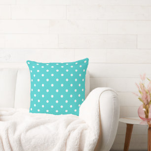 Aquamarines Blau mit Polka Dots Kissen