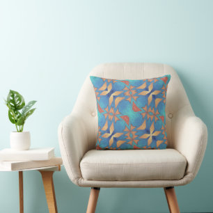 Aquamarines Blau und Gold  Kissen