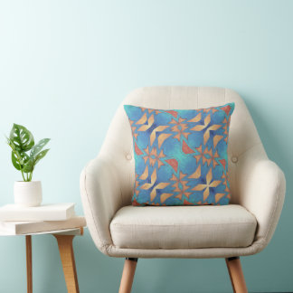 Aquamarines Blau und Gold  Kissen