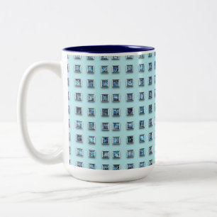 Aquamarines Blau und Golden Gem Modernes Zweifarbige Tasse