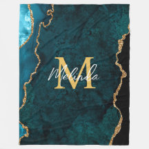 Aquamarines Blau und Goldmarmor Agate