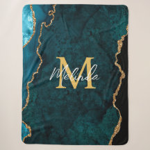 Aquamarines Blau und Goldmarmor Agate