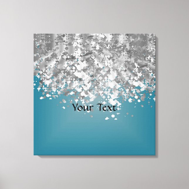 Aquamarines Blau und Imitat Glitzer Leinwanddruck (Vorderseite)