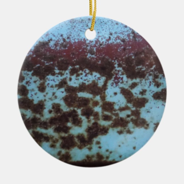 Aquamarines Blau und Lila rostfreier Hintergrund Keramik Ornament (Vorne)