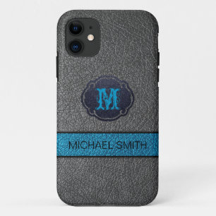 Aquamarines Blau und schwarzes Leder Case-Mate iPhone Hülle