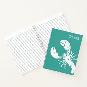 Aquamarines Blau und Weiße Hummer Notizbuch