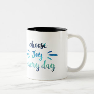 Aquamarines Blau wählt Freude jeden Zweifarbige Tasse