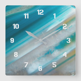 Aquamarines Blaubandmuster Große Wanduhr