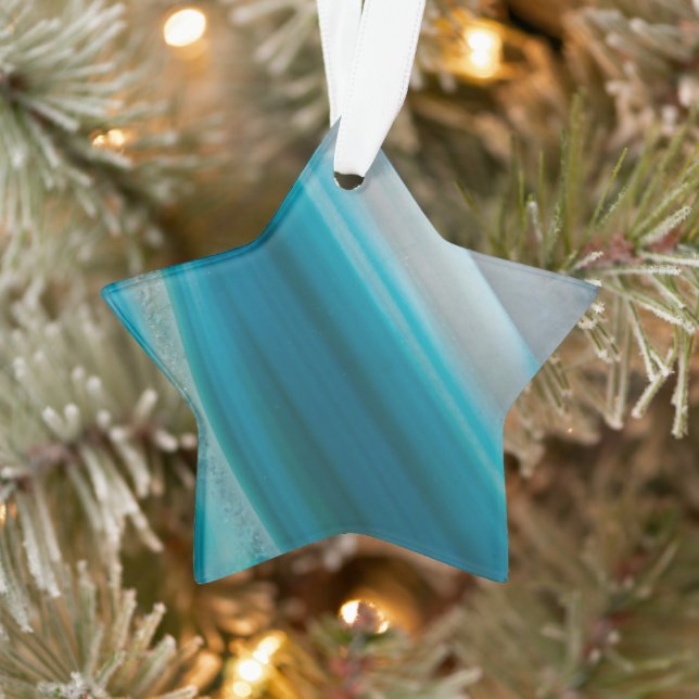 Aquamarines Blaubandmuster Ornament (Baum)