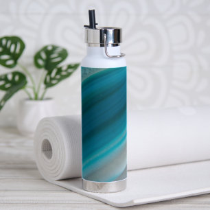 Aquamarines Blaubandmuster Trinkflasche