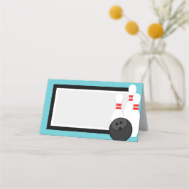 Aquamarines Blauer Bowling-Etikett oder Platzkarte