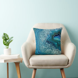 Aquamarines blaues Aqua Türkise Geode Kristallmust Kissen