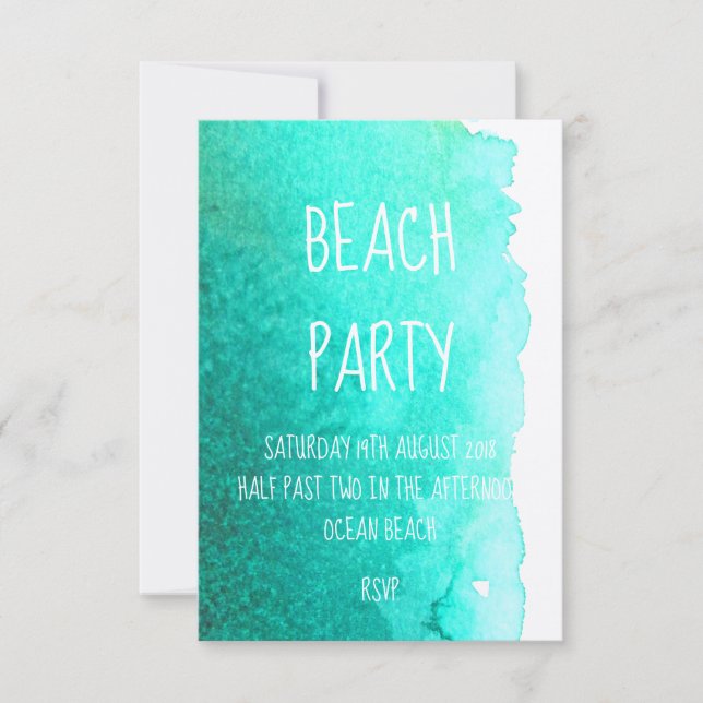 Aquamarines blaues Aquarell Modernes Party Einladung (Vorderseite)