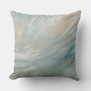 Aquamarines blaues Beige-Sage Grünes Abstraktes Th Kissen