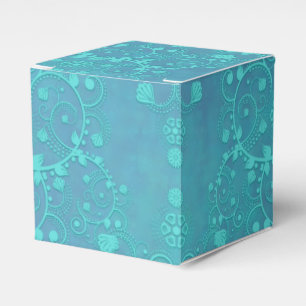 Aquamarines blaues Floral Damasdesign Geschenkschachtel