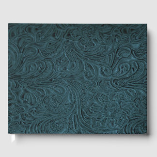 Aquamarines blaues geschliffenes Leder (Imitate) Gästebuch