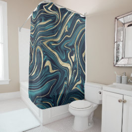 Aquamarines blaues Gold-Marmor #1 Duschvorhang