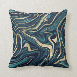 Aquamarines blaues Gold-Marmor #1 Kissen