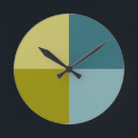 Aquamarines blaues Goldgelb Runde Wanduhr<br><div class="desc">.</div>