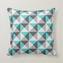Aquamarines blaues Grau-geometrisches Kissen