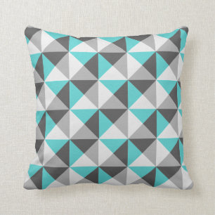 Aquamarines blaues Grau-geometrisches Kissen