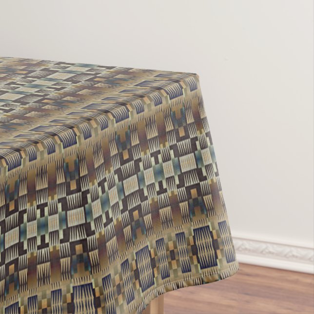 Aquamarines blaues graues Tan Taupe Brown Tribal A Tischdecke (Beispiel)