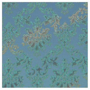Aquamarines blaues Grün-Damast-Druck-Gewebe Stoff