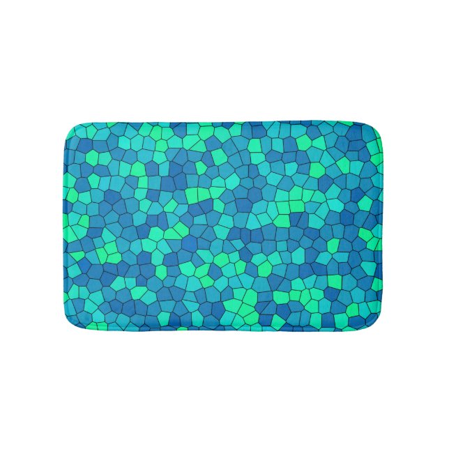 Aquamarines blaues, grün-zyanfarbenes Glasmuster Badematte (Vorderseite)