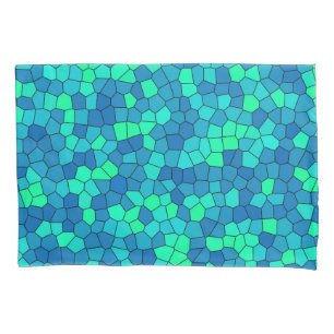 Aquamarines blaues, grün-zyanfarbenes Glasmuster Kissenbezug