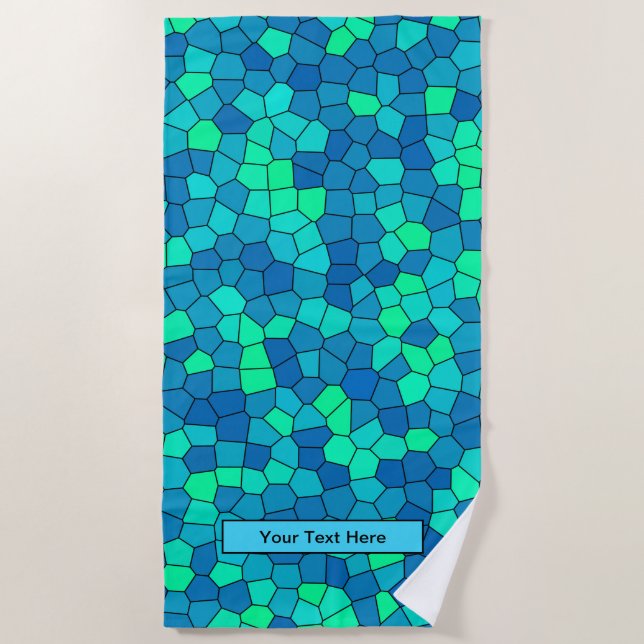 Aquamarines blaues, grün-zyanfarbenes Glasmuster Strandtuch (Vorderseite)