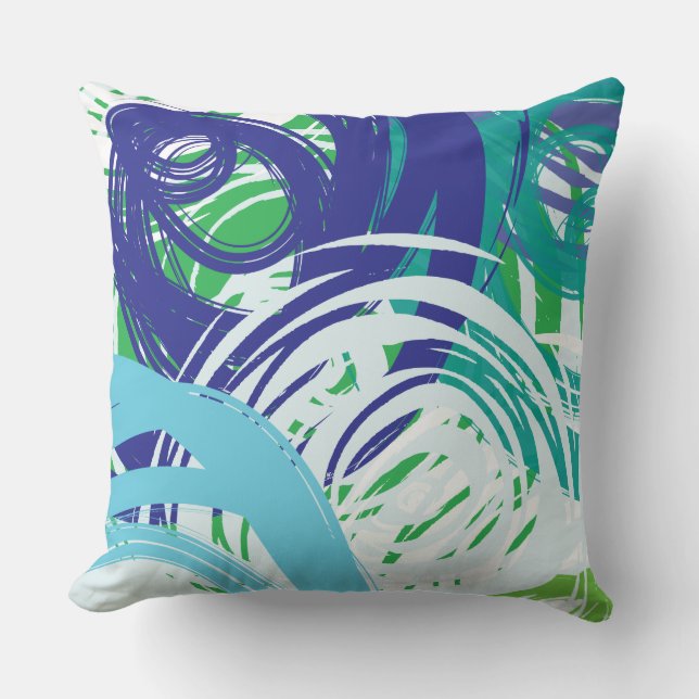 Aquamarines blaues grünes SPIRALDESIGN Retrowurfki Kissen (Vorderseite)