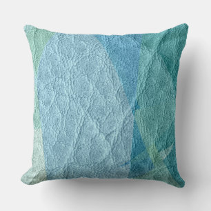 Aquamarines blaues Leder Kissen