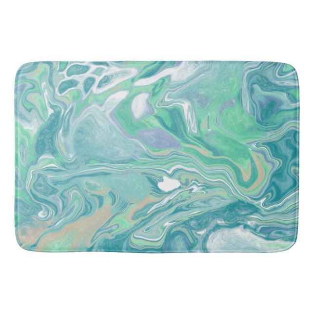 Aquamarines blaues Marmorwasser Kunst Badematte (Vorderseite)