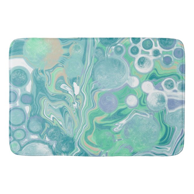 Aquamarines blaues Marmorwasser Kunst Badematte (Vorderseite)