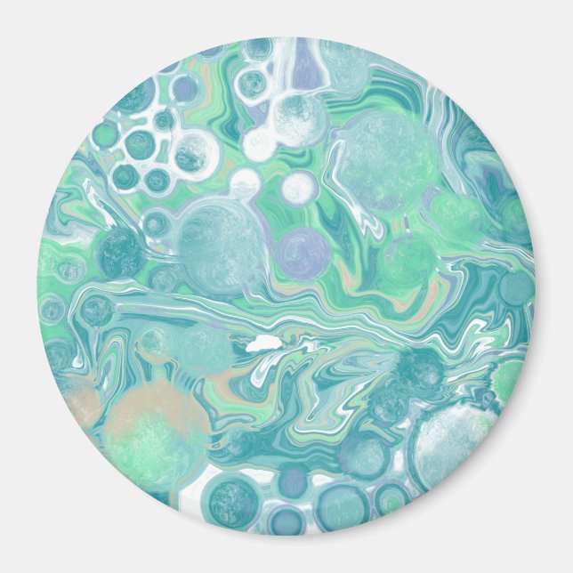 Aquamarines blaues Marmorwasser Kunst Magnet (Vorne)