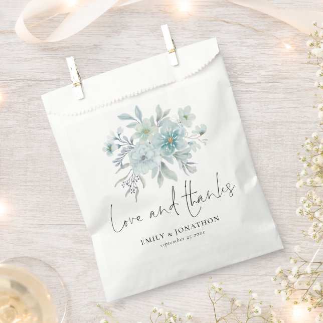 Aquamarines Blaues Meer - Mist Floral Hochzeit Lie Geschenktütchen (Ausgeschnitten)