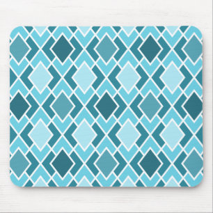 Aquamarines Blaues Modern Diamond Geometrisches Mu Mousepad