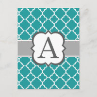 Aquamarines blaues Monogramm Buchstabe A Quatrefol