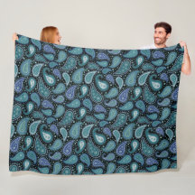Aquamarines blaues Paisley Blumenmuster Fleece Bla