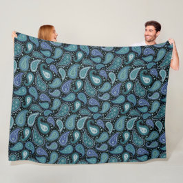Aquamarines blaues Paisley Blumenmuster Fleece Bla