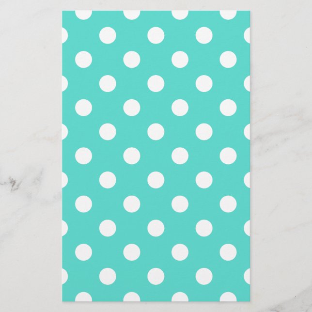 Aquamarines blaues Polka-Punkt-Muster Briefpapier (Vorderseite)