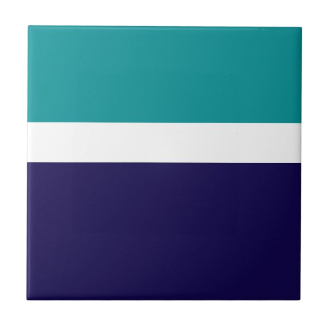 Aquamarines, blaues Schlichtes Farbblockdesign Fliese (Vorderseite)